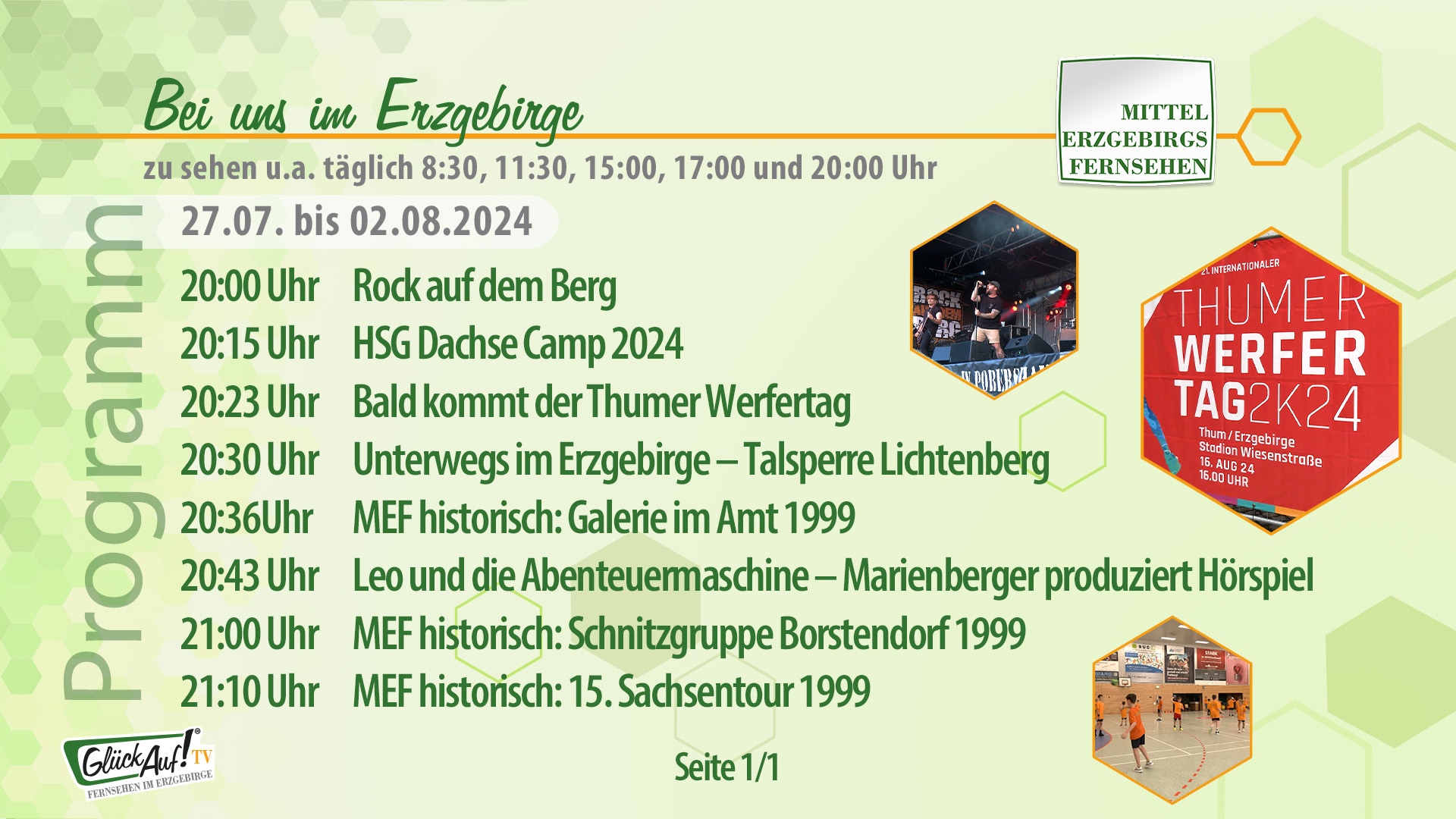 Bei uns im Erzgebirge für die Woche vom 27.07. bis 02.08.2024 Bei uns im Erzgebirge für die Woche vom 27.07. bis 02.08.2024