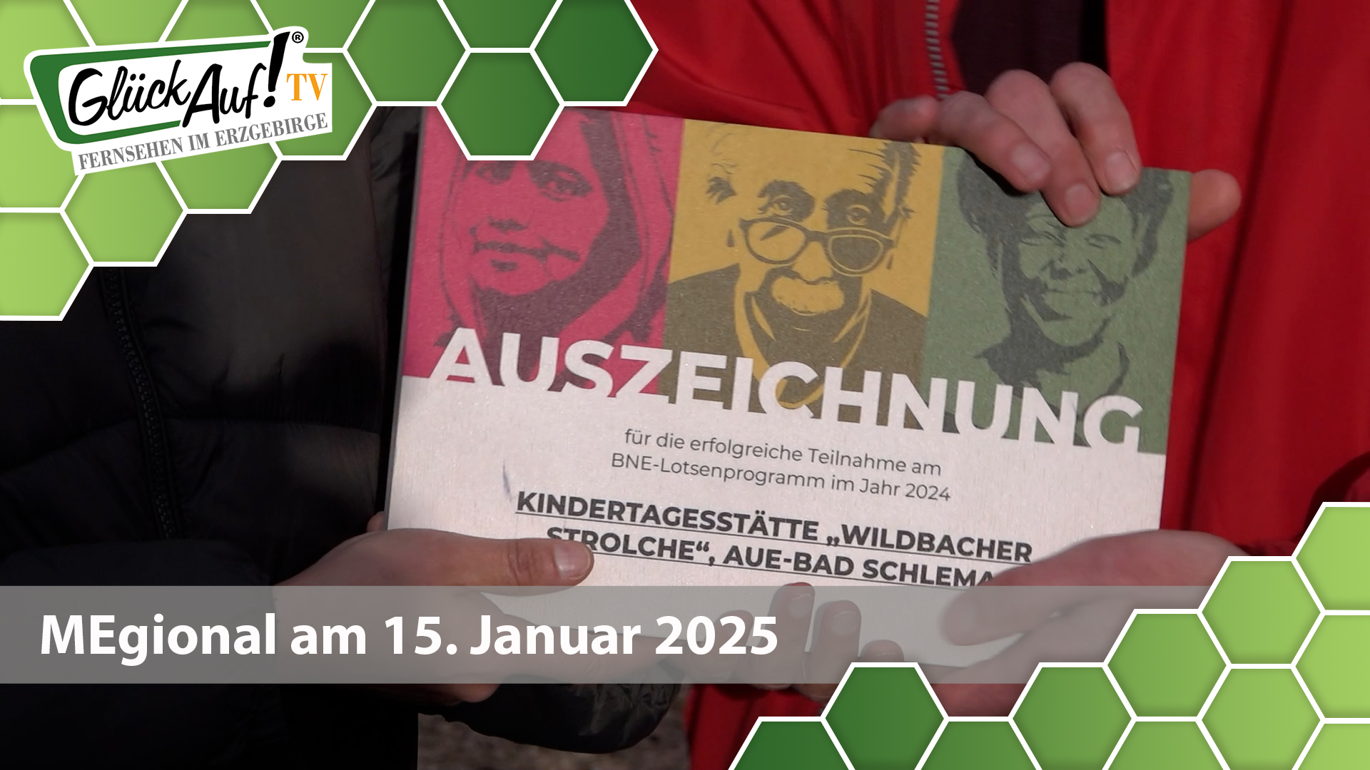 MEgional am 15. Januar 2025 mit Bildern der Auszeichnung der Kita Wildbacher Strolche