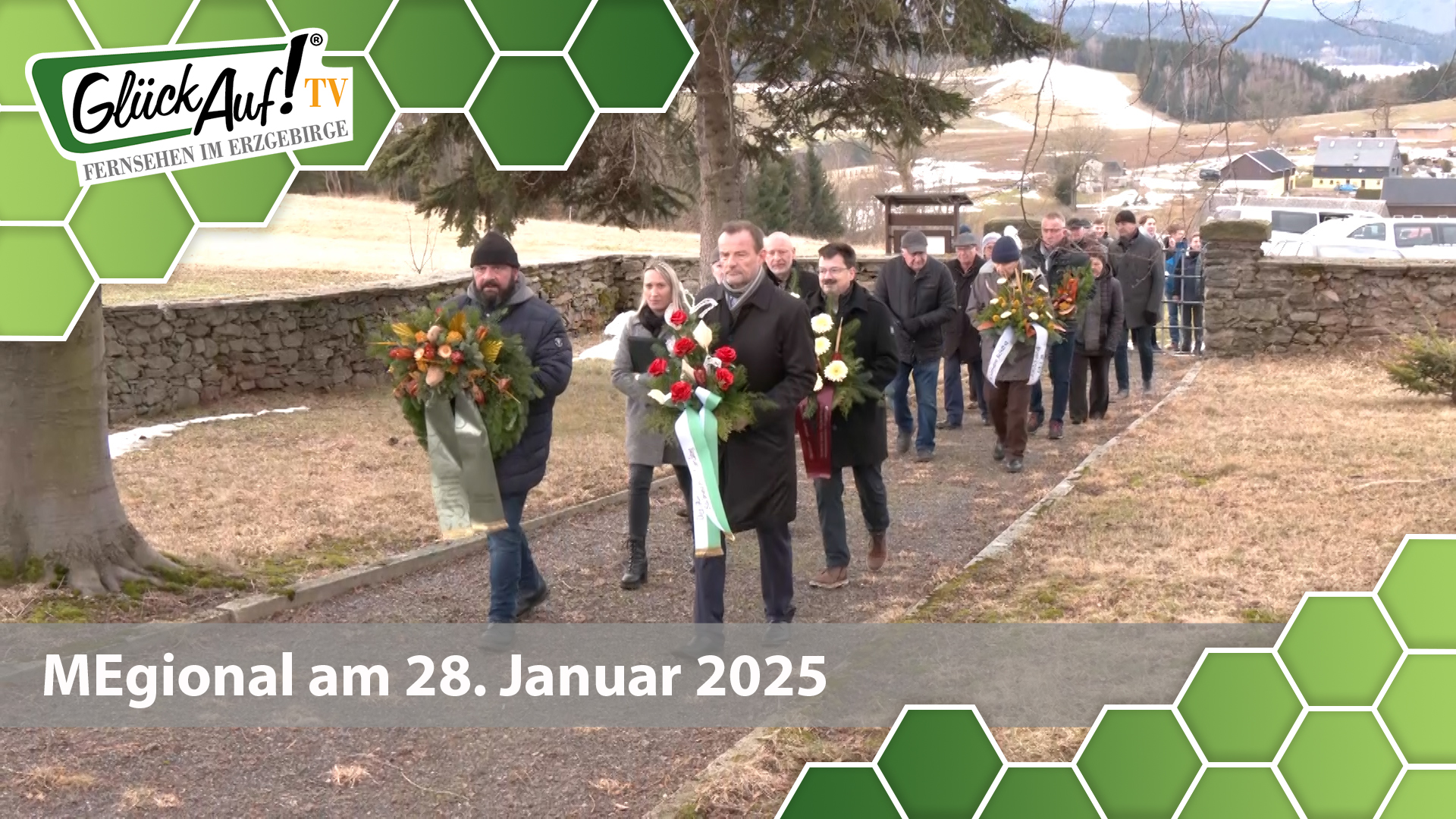 MEgional am 28. Januar 2025 mit Bildern von der Gedenkzeremonie 80 Jahre Befreiung KZ Auschwitz bei Dittersbach/Neuhausen